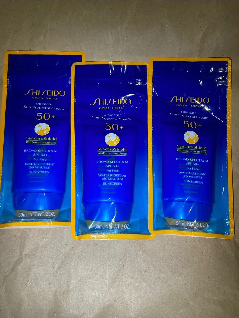 3 x shiseido ultimate sun protector cream SPF 50+